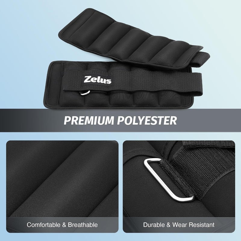 ZELUS 1 Pair Adjustable Ankle Weights, 2 4 6 8 10 lb Modularized Leg Weight Straps for Women Men, Weighted Ankle Weight Set with Removable Sandbags, 1-5 lb per Ankle Strap for Gym Yoga Jogging Walking - Image 4
